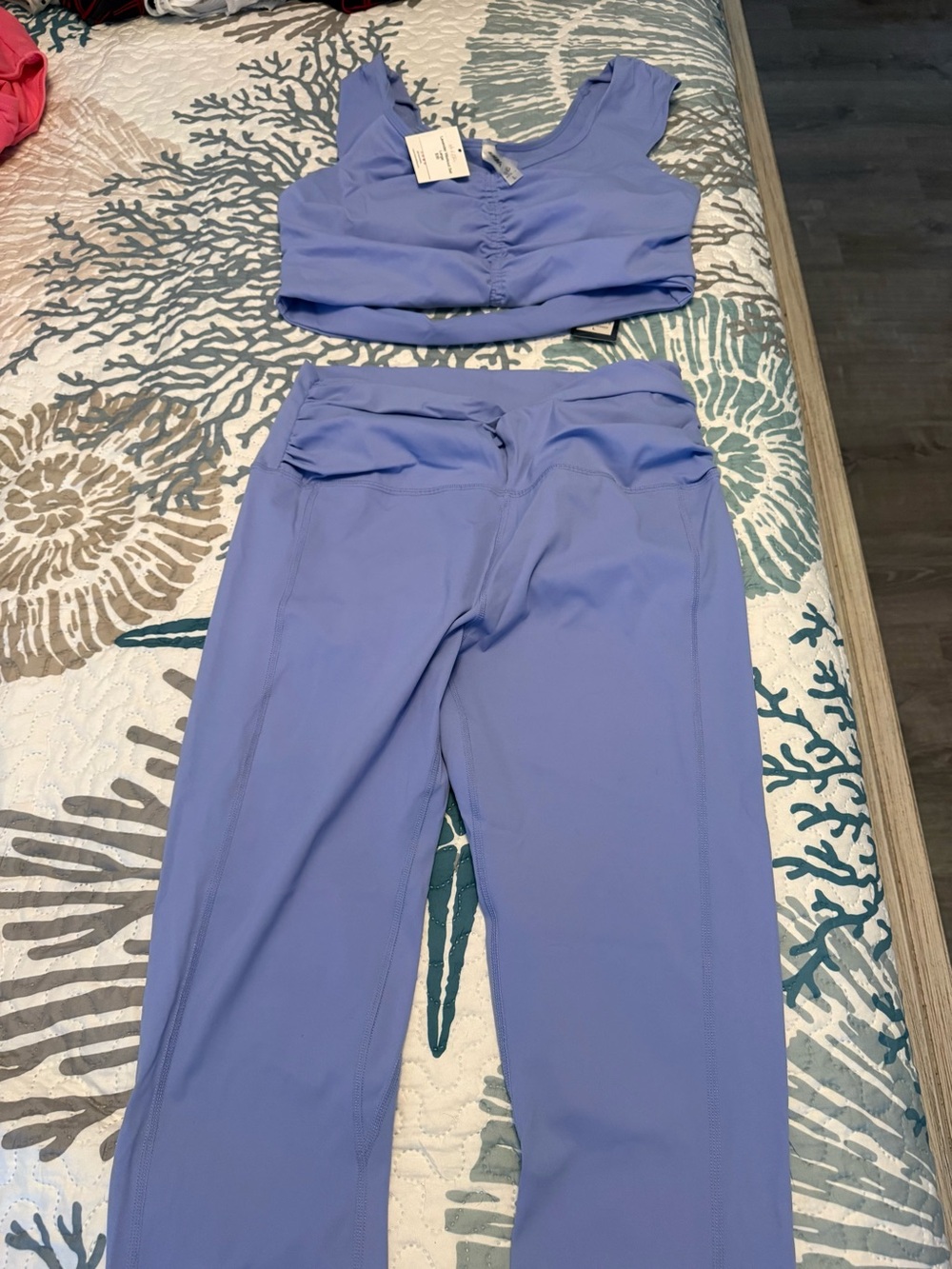 High-Rise Lavender Seamless Leggings with Matching Crop Top